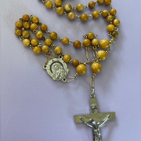 Vintage Rosary Natural Stones - Gold Filled wires and chain. - Picture 8 of 8